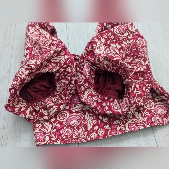 Japna Women's Floral Smocked Crop puff sleeve top Top Blouse Size M - Picture 10 of 12